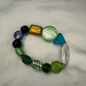 Colorful Beaded Glass Stretch Bracelet